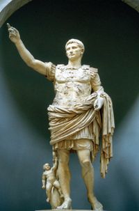 Caesar Augustus, marble statue, c. 20 bce; in the Vatican Museums.