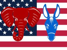 Republican and Democrat party mascots, united states, government, politics
