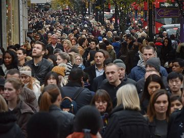 Shoppers crowd London's Oxford Street (main retail district) on 'Black Friday' discount day in the lead up to Christmas