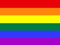 Rainbow flag. Sign of diversity, inclusiveness, hope, yearning. Gay pride flag popularized by San Francisco artist Gilbert Baker in 1978. Inspired by Judy Garland singing Over the Rainbow. gay rights, homosexual, gays, LGBT community