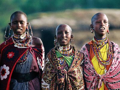 Kenya. Kenyan Women in traditional clothing. Kenya, East Africa