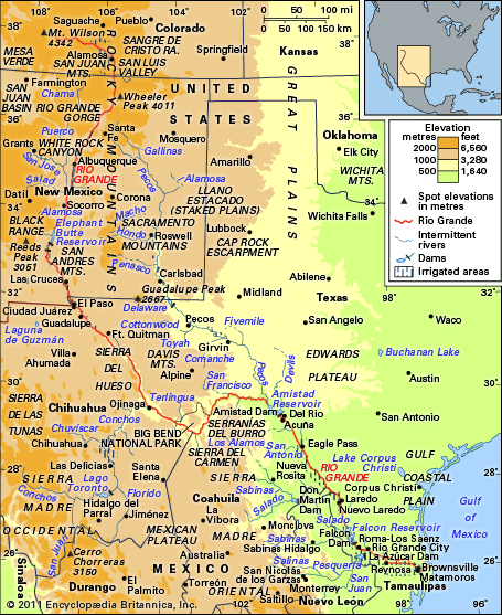 The Rio Grande basin and its drainage network.