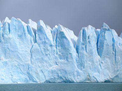 Glacier off coast of  Argentina, South America. (glacial; snow; ice; blue ice; melting glacier)