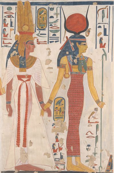 Queen Nefertari Being Led by Isis