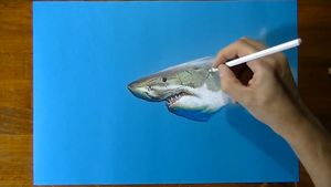 Watch Marcello Barenghi, a hyperrealist artist drawing a great white shark