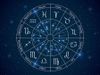 Astrology horoscope circle. Wheel with zodiac signs, constellations horoscope with titles, geometric representation