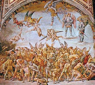 The Condemned in Hell, fresco by Luca Signorelli, 1500–02; in the Chapel of San Brizio in the cathedral at Orvieto, Italy.