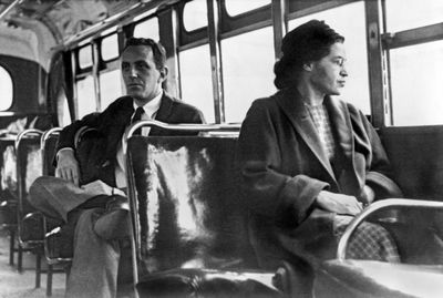 Rosa Parks sitting on a bus