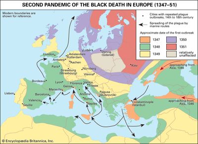 second pandemic of the Black Death in Europe