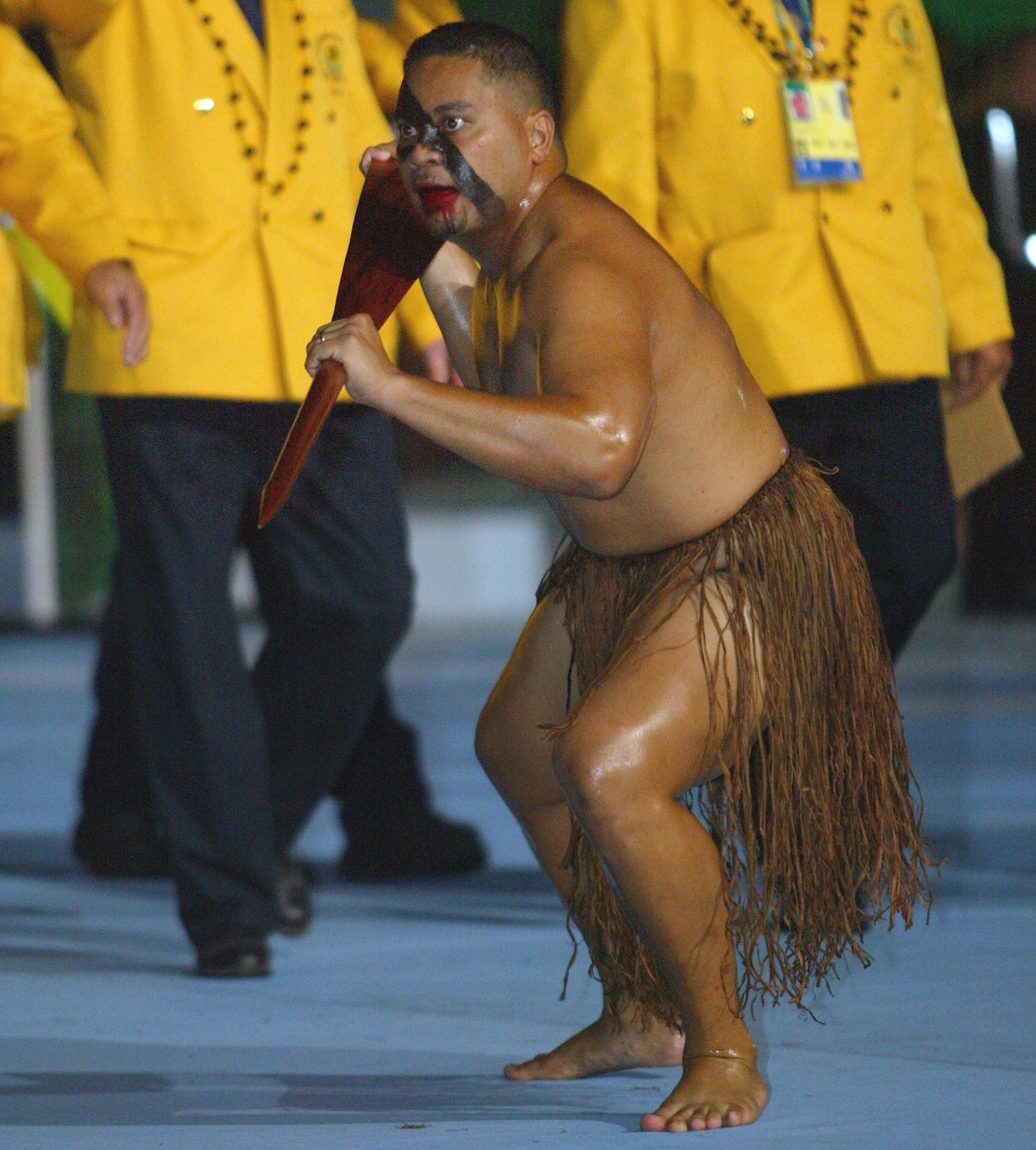 An athlete from Niue performs during the  Manchester 2002 Opening Ceremony, when the island debuted at the Commonwealth Games ©Getty Images