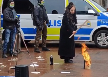 В Швеции женщина сожгла Коран (видео)