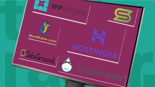 An image of web hosting logos on a desktop