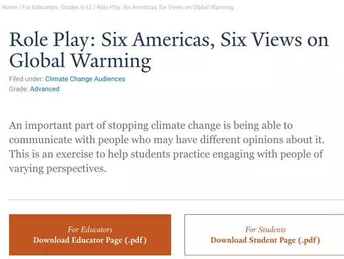 Role Play: Six Americas, Six Views on Global Warming
