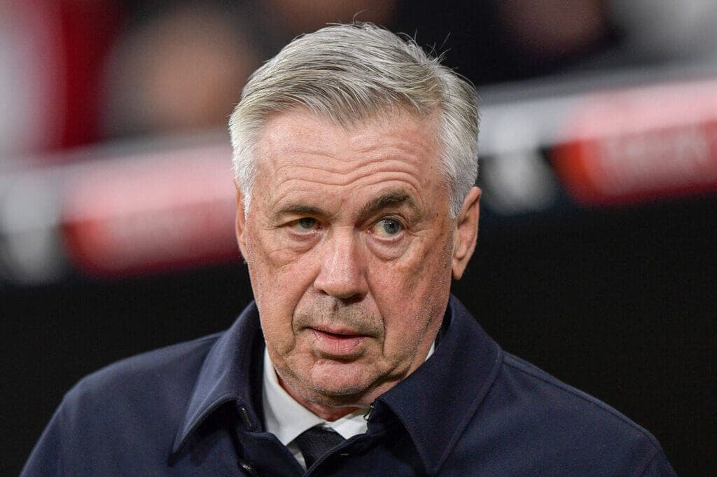 MADRID, SPAIN - MARCH 2: Coach Carlo Ancelotti of Real Madrid during the Semi Final Leg One - Copa Del Rey match between Real Madrid CF and FC Barcelona at the Estadio Santiago Bernabeu on March 2, 2023 in Madrid, Spain (Photo by Pablo Morano/BSR Agency/Getty Images)