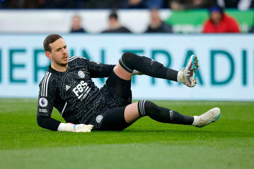 LEICESTER, ENGLAND - MARCH 11: Danny Ward of Leicester City looks on during the Premier League match between Leicester City and Chelsea FC at The King Power Stadium on March 11, 2023 in Leicester, England. (Photo by Malcolm Couzens/Getty Images)