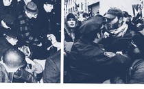 diptych of columbia university protest from 1968 and 2024