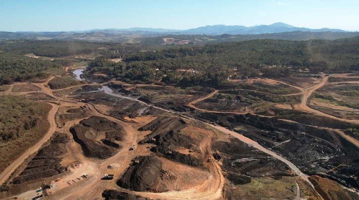Aerial view of Brazilian mining multinational Vale at the Corrego do Feijao mine in Brumadinho, state of Minas Gerais, Brazil