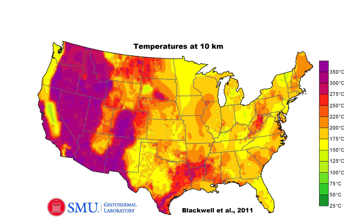 temp at 10km deep