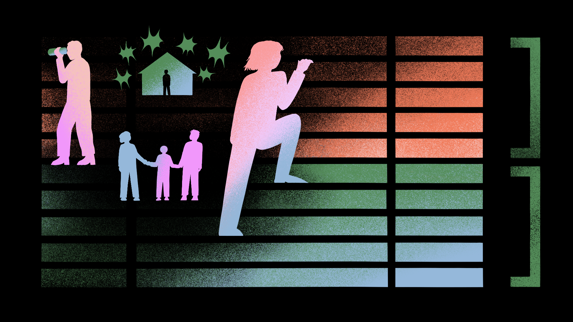 A figure climbs from one rung to another, representing changing tax brackets