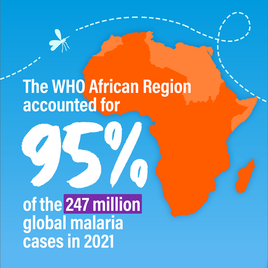 95% of malaria cases occur in the WHO African region
