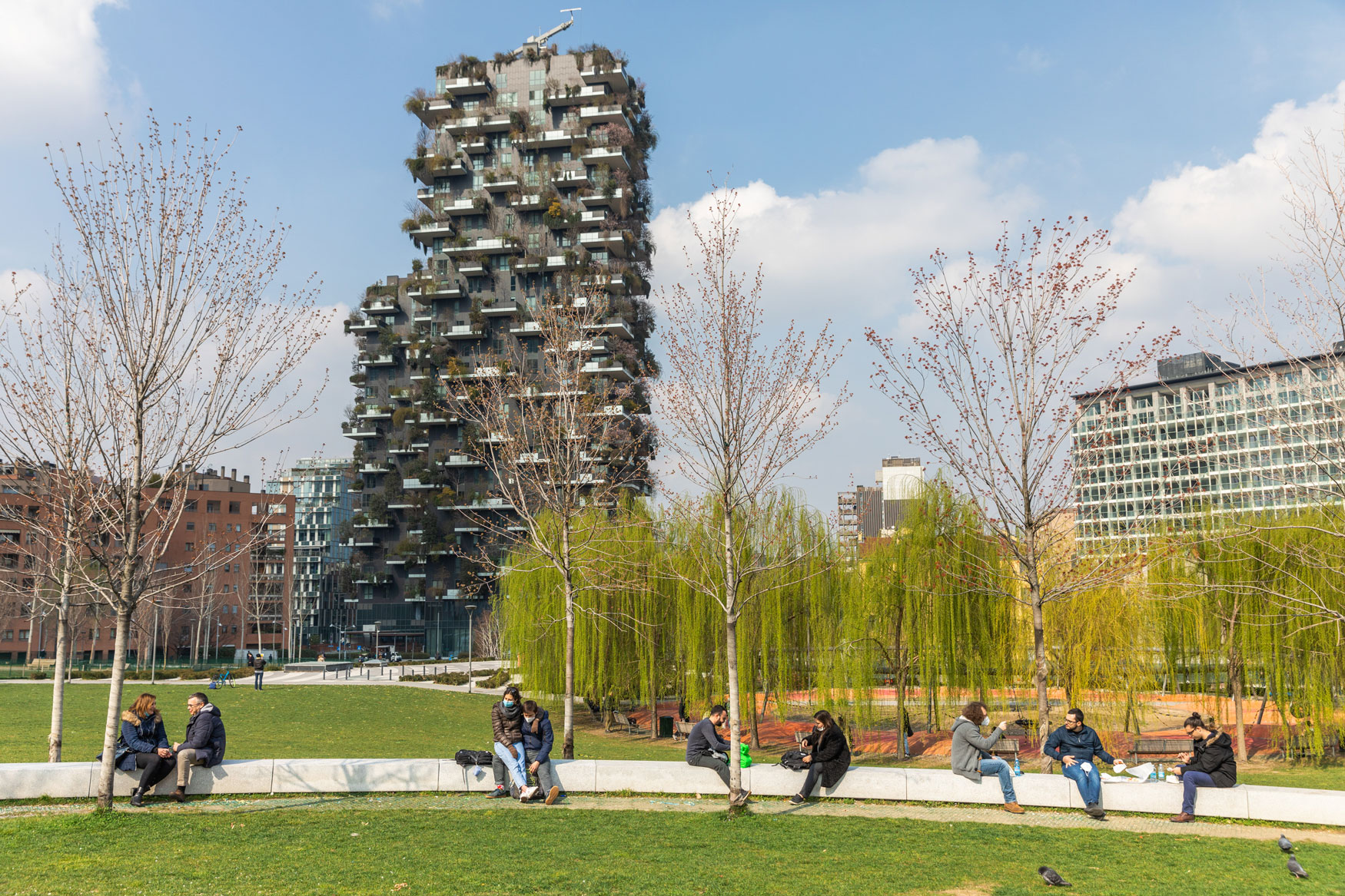 The two towers of the Bosco Verticale project in Milan, Italy