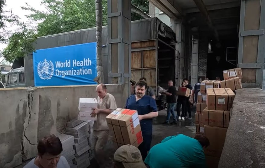 Medical supplies from WHO being delivered in Ukraine