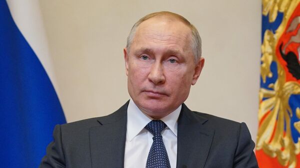 Президент РФ Владимир Путин во время обращения к гражданам из-за ситуации с угрозой распространения коронавирусной инфекции