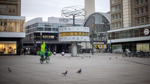 Площадь Александерплац в Берлине во время общенационального локдауна из-за второй волны пандемии коронавируса 