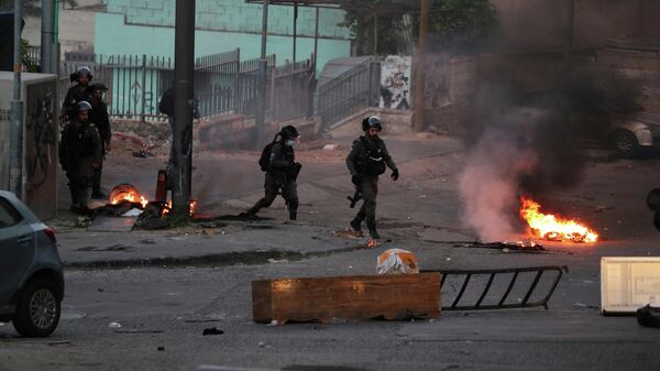 Пограничная полиция Израиля во время столкновений с палестинцами в Восточном Иерусалиме