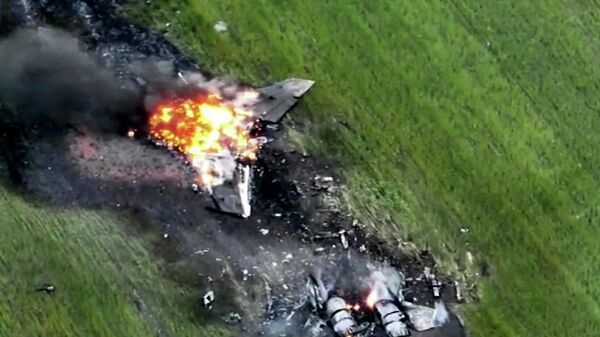 Самолет МиГ-29 воздушных сил Украины, сбитый российскими военными