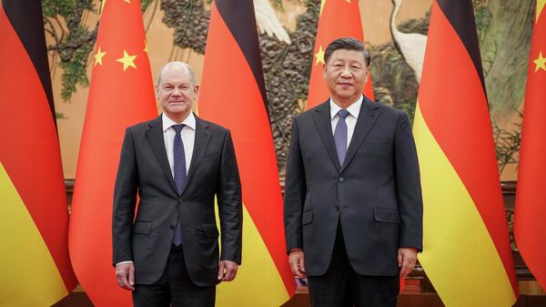 Канцлер Германии Олаф Шольц и президент Китая Си Цзиньпин