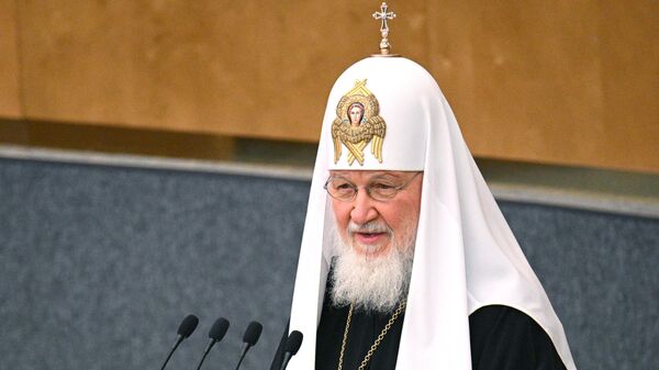 Патриарх Московский и всея Руси Кирилл выступает на XI Рождественской парламентской встрече