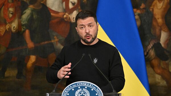 Президент Украины Владимир Зеленский во время пресс-конференции в Риме, Италия