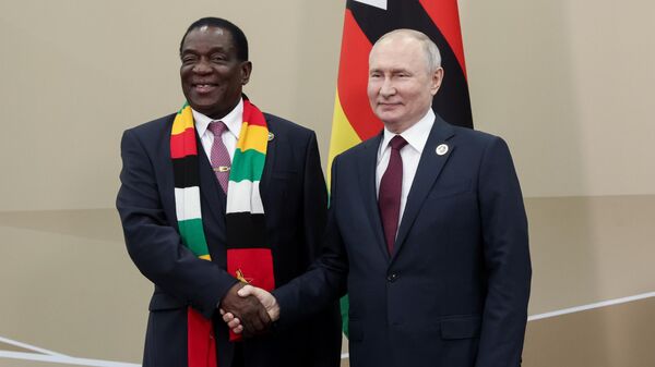 Президент России Владимир Путин и президент Республики Зимбабве Эммерсон Мнангагва