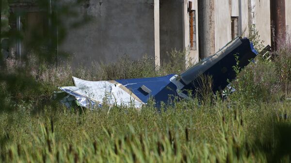 Фрагмент частного самолёта Embraer Legacy, потерпевшего крушение в селе Куженкино Бологовского района Тверской области