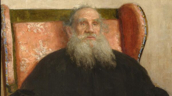 И.Е. Репин Портрет Л.Н. Толстого в розовом кресле, 1909 г. Ясная Поляна
