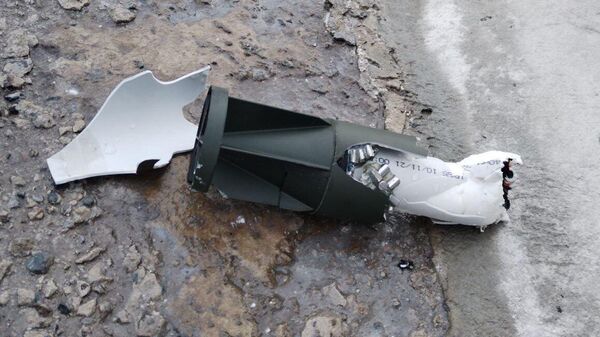 Фрагмент кассетного боеприпаса, сброшенного с помощью БПЛА на маслодельный комбинат в Курской области 