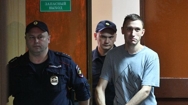 Константин Котов, задержанный на несанкционированной акции 10 августа в Москве, в Пресненском суде Москвы
