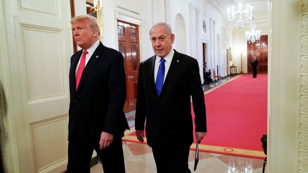 Президент США Дональд Трамп и премьер-министр Израиля Биньямин Нетаньяху перед совместной пресс-конференции в Вашингтоне