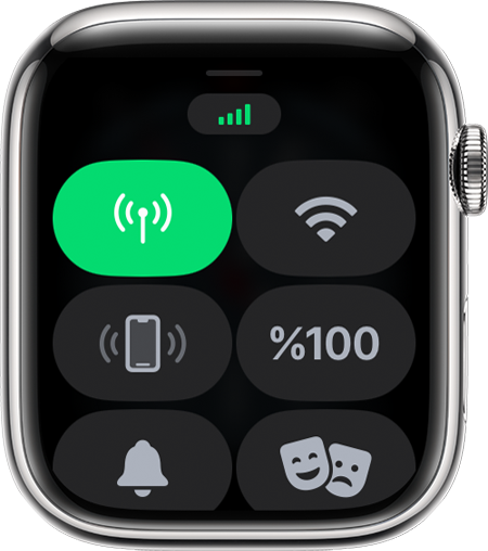 Apple Watch'taki Denetim Merkezi'nde tam hücresel sinyali.