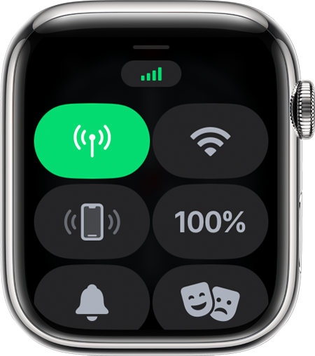 Tín hiệu di động đầy trong Trung tâm điều khiển của Apple Watch.