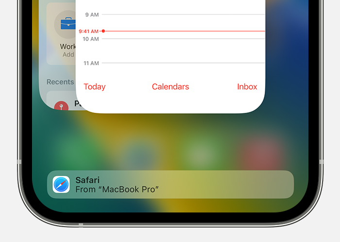 App Switcher on iPhone, showing Handoff for Safari