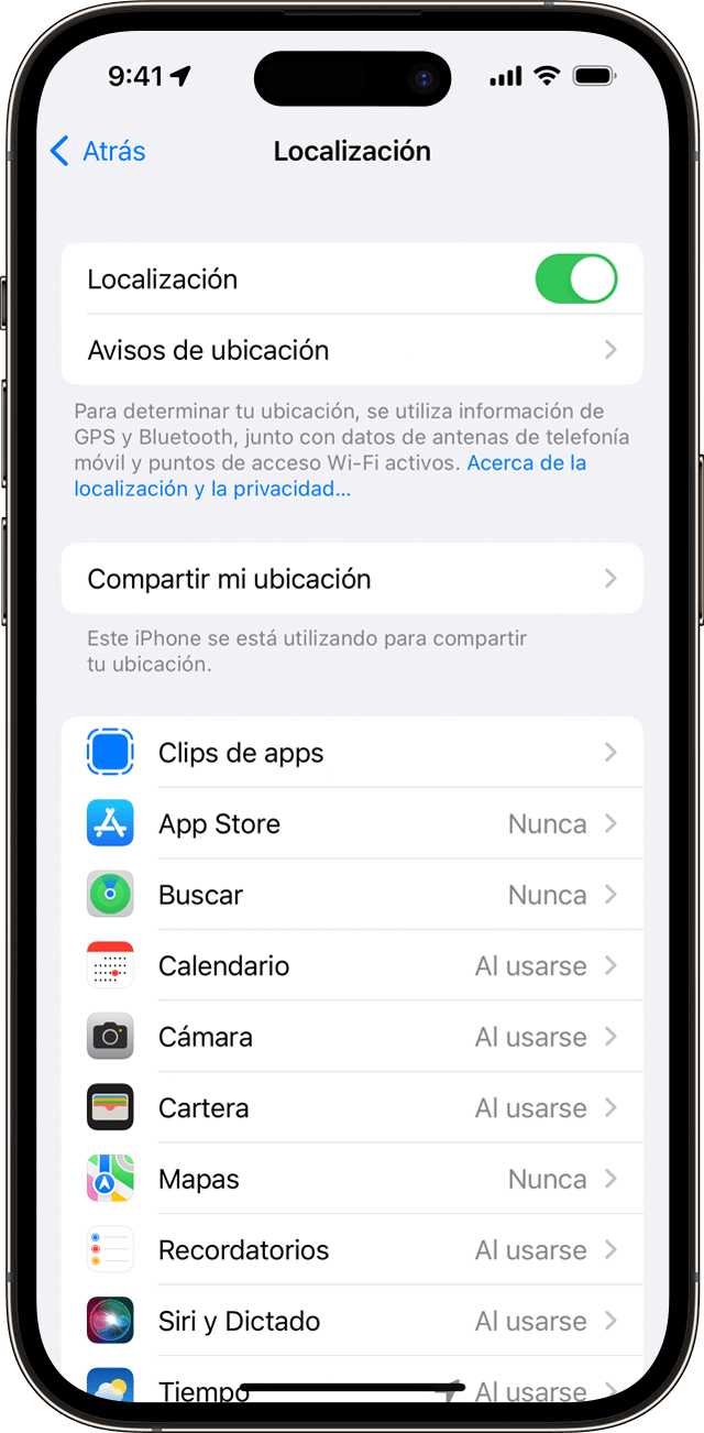 Configuración de Localización en el iPhone