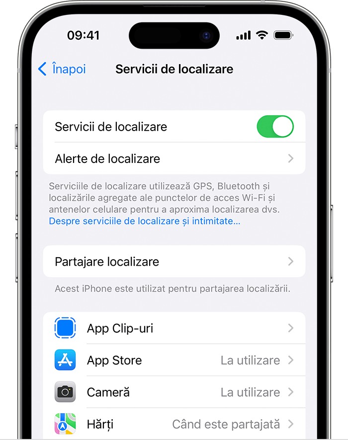 În configurările iOS, poți bloca reclamele bazate pe localizare.