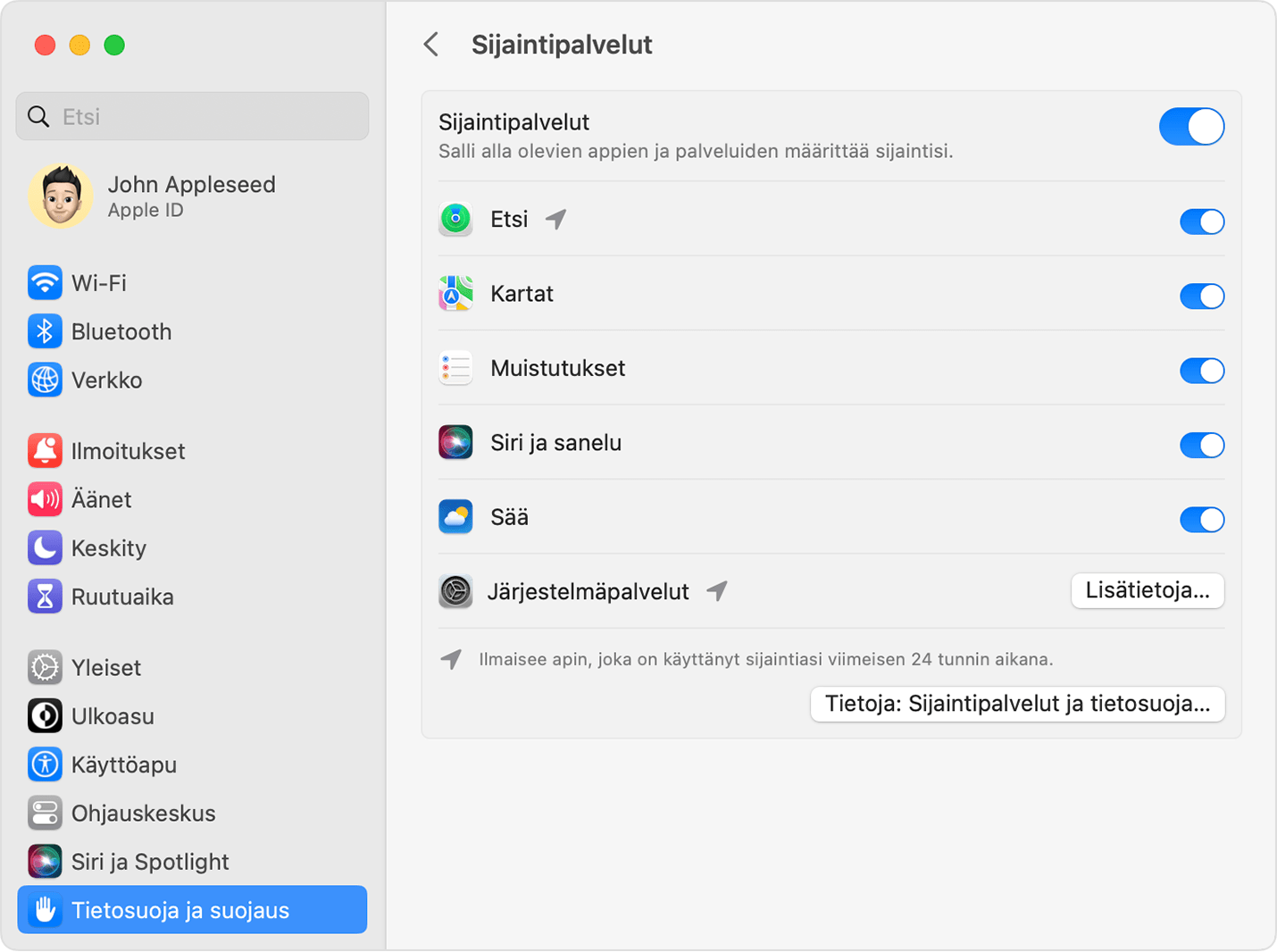 Estä sijaintiin perustuvat mainokset macOS:ssä.