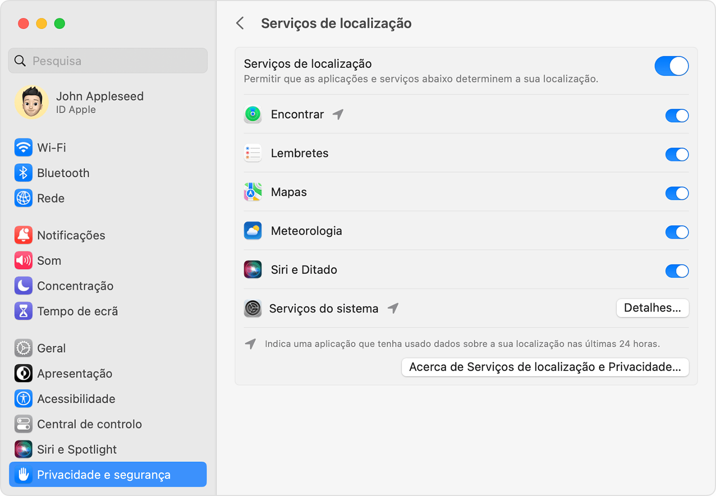 No macOS, bloqueie anúncios baseados na localização.