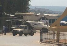Patrouille des forces de sécurité intérieure avec leur allié à Bouar.