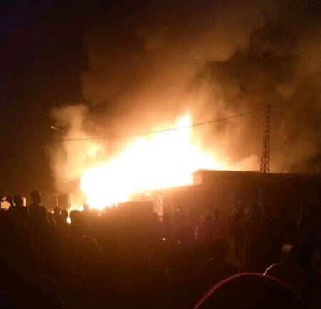 Incendie qui ravage le marché KM5 de Bangui le 17 février 2022 vers 20 heures