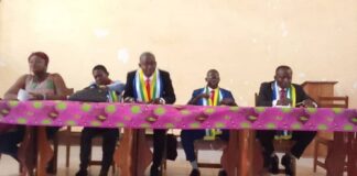Conférence de presse des leaders de L'Observatoire pour la Gouvernance Démocratique en Centrafrique , Une Voix de la Jeunesse pour la Démocratie et l'Unité Nationale à Bangui, le 3 octobre 2023
