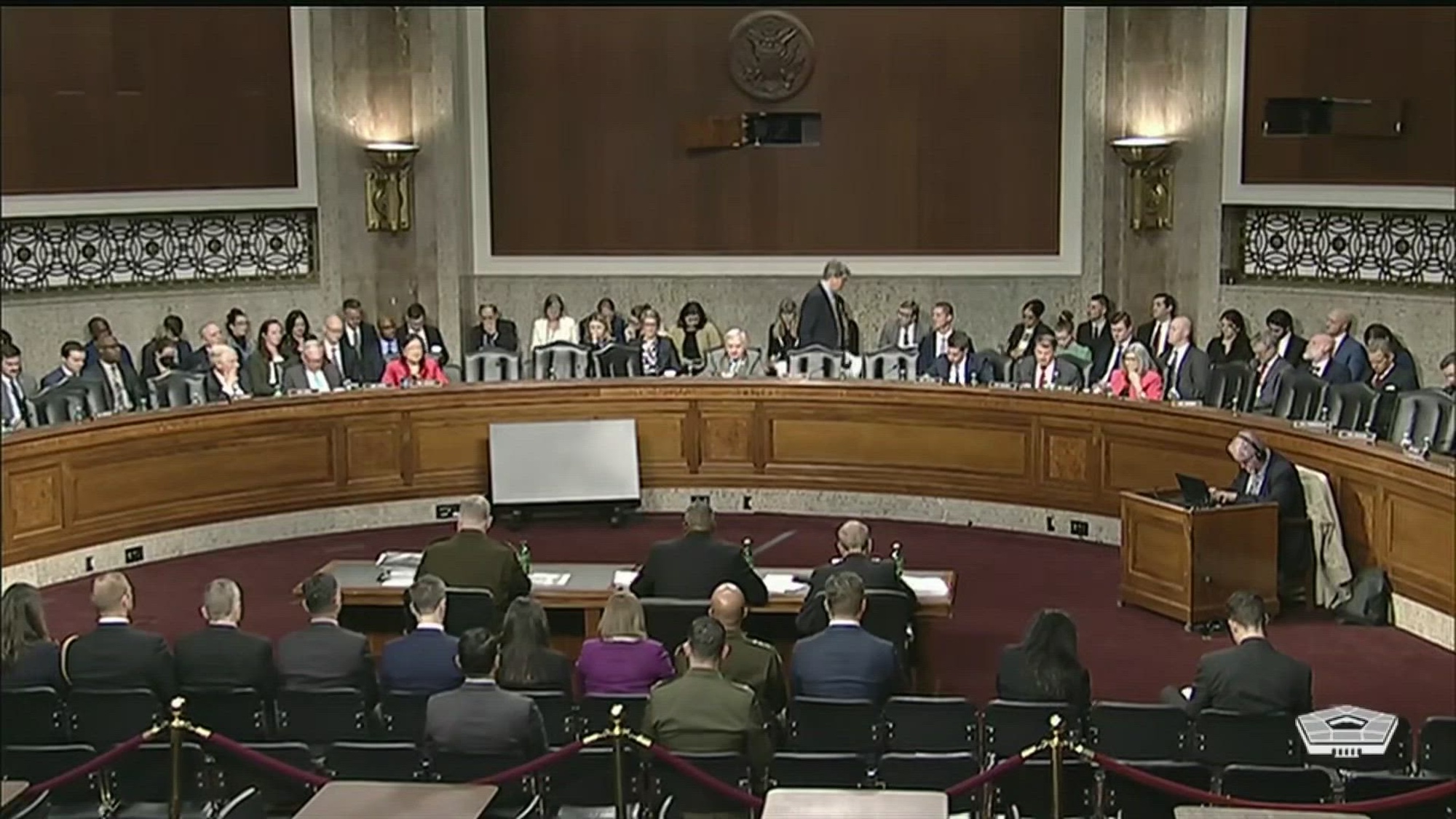 Secretary of Defense Lloyd J. Austin III, Chairman of the Joint Chiefs of Staff Army Gen. Mark A. Milley and Michael J. McCord, undersecretary of defense (comptroller)-chief financial officer, testify about the Defense Department’s fiscal year 2024 budget request at a hearing of the Senate Armed Services Committee.